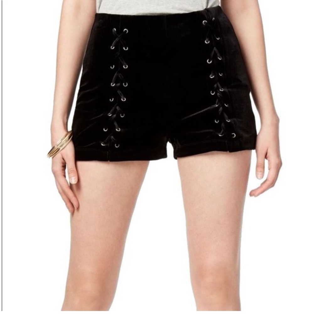 Guess Dorian Velvet Lace Up High Rise Short Shorts - Picture 9 of 9